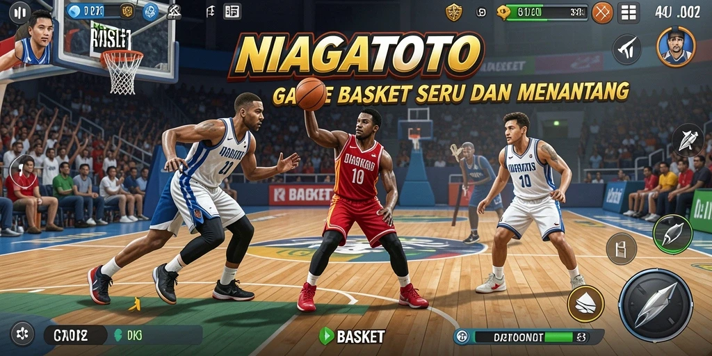Tampilan antarmuka menarik dalam game Basket NIAGATOTO.