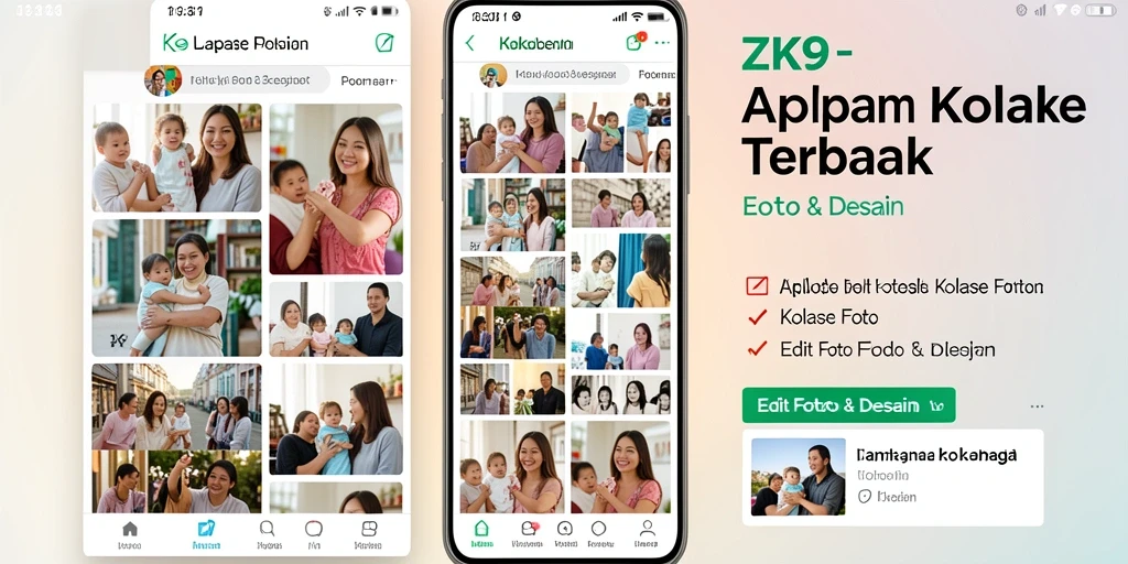 Tampilan antarmuka ZK9 yang ramah pengguna untuk menciptakan kolase foto.
